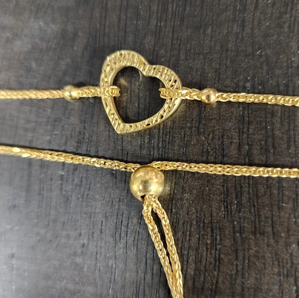 Zales 14k Gold Heart Outline Bolo Bracelet In Gold - 8